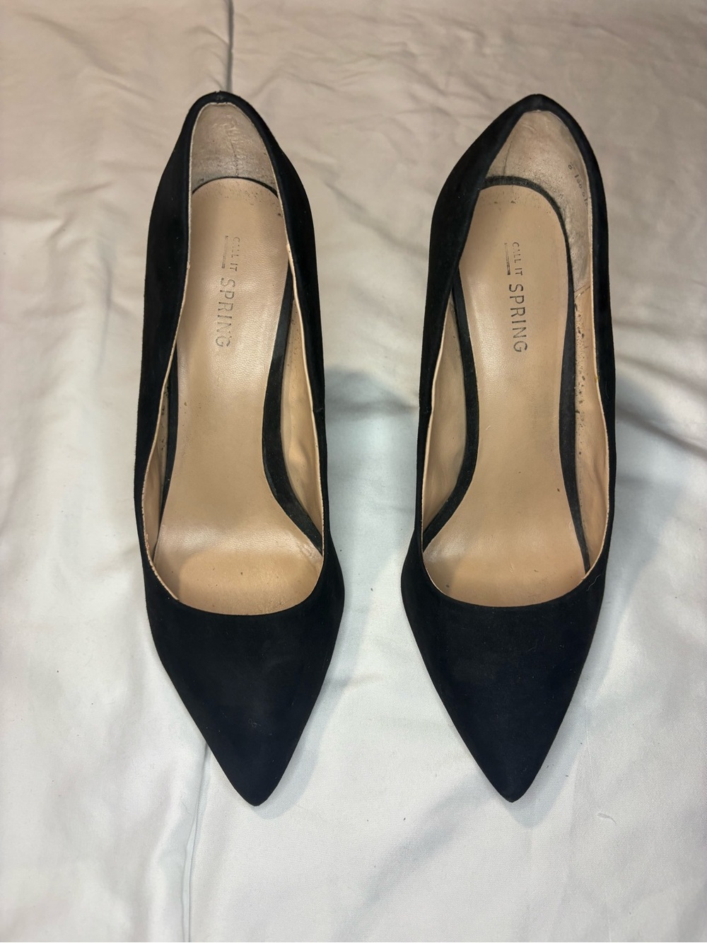 Call It Spring Black Pointed Toe Suede Pumps - Women